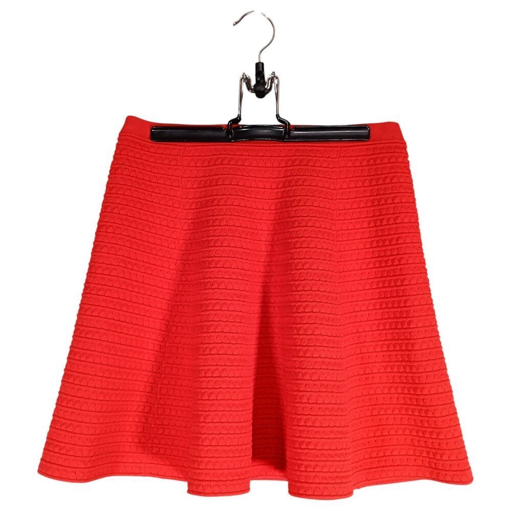 Theory Womens Skirt Rortie Scarlet Red Textured Flare 16" Knit Womens Small